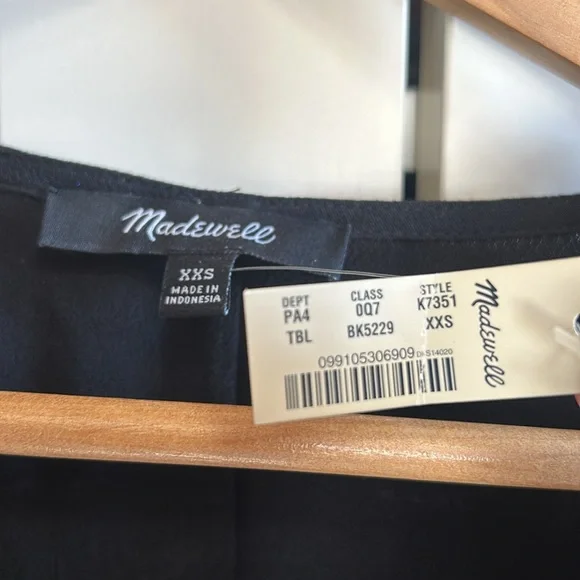 Madewell Heather long sleeve black button-front dress, NWT, size xxs - Picture 9 of 15